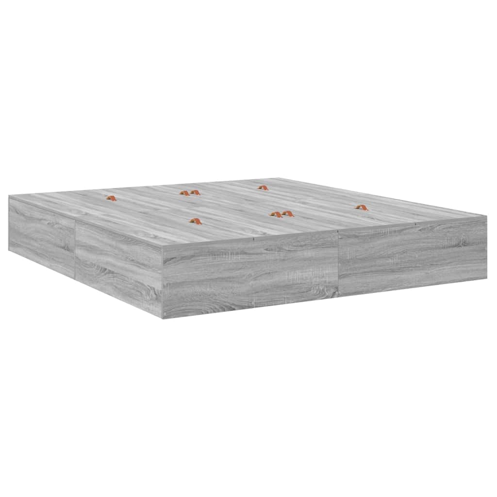 vidaXL Storage Bed Frame Grey Sonoma 200 x 200 cm Engineered Wood