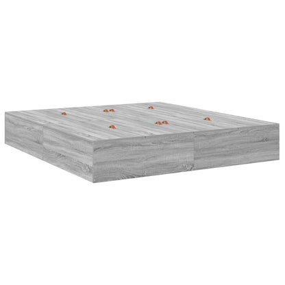 vidaXL Storage Bed Frame Grey Sonoma 200 x 200 cm Engineered Wood