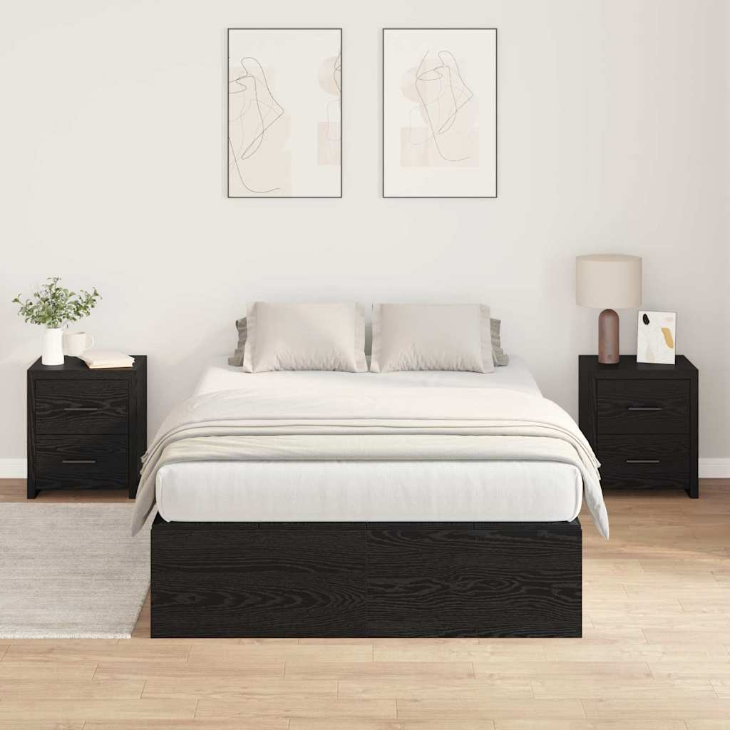 vidaXL Storage Bed Frame Black Oak 120 x 200 cm Engineered Wood