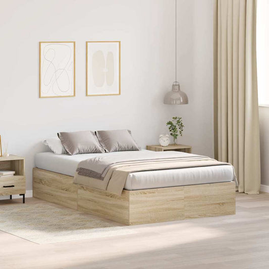 vidaXL Storage Bed Frame Sonoma Oak 120 x 200 cm Engineered Wood