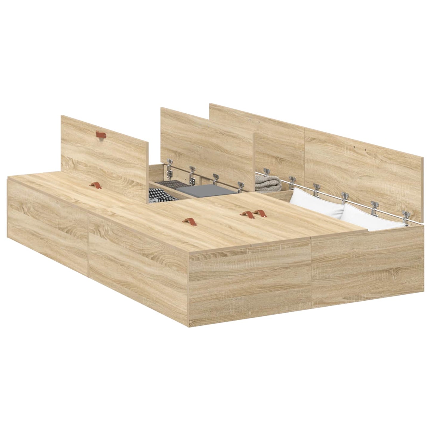 vidaXL Storage Bed Frame Sonoma Oak 120 x 200 cm Engineered Wood