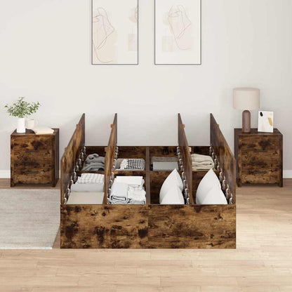 vidaXL Storage Bed Frame Smoked Oak 120 x 200 cm Engineered Wood