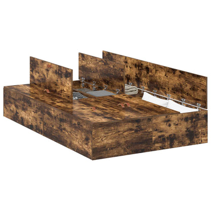 vidaXL Storage Bed Frame Smoked Oak 120 x 200 cm Engineered Wood