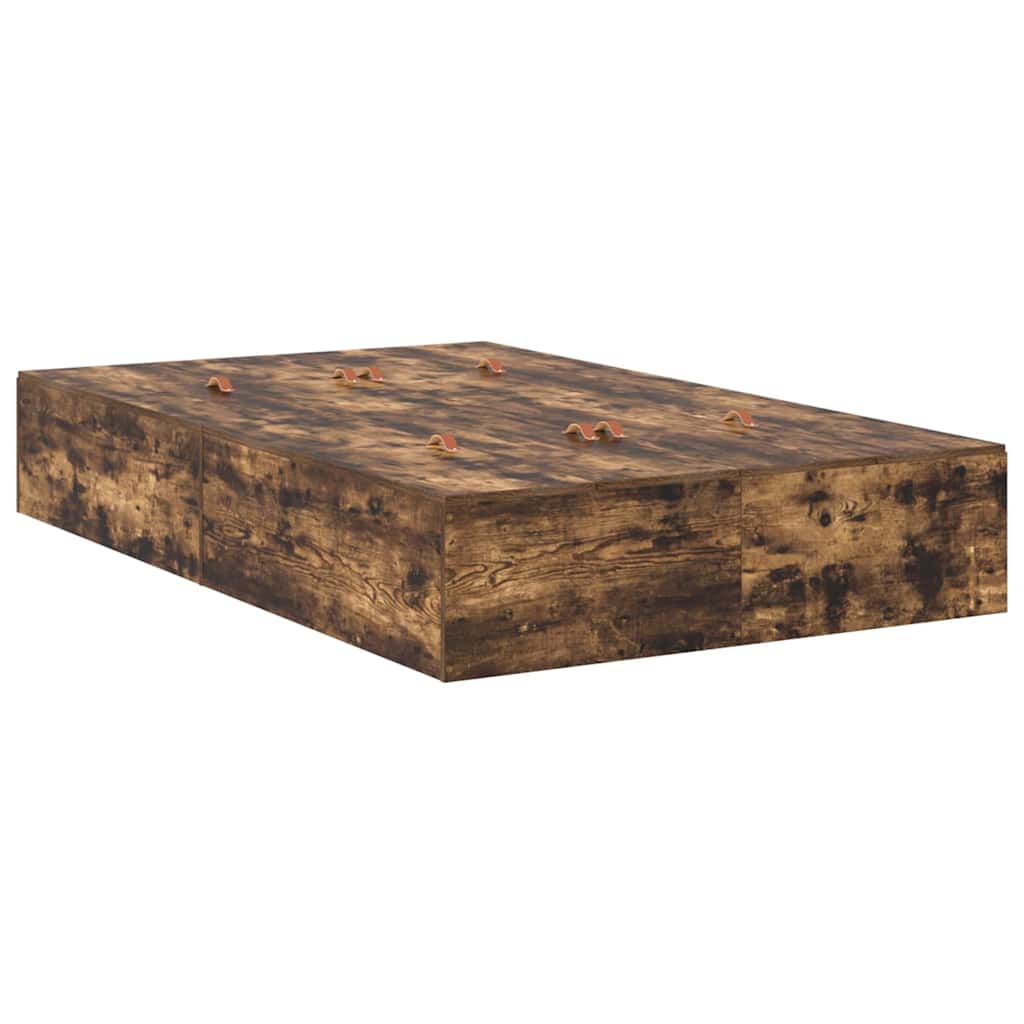 vidaXL Storage Bed Frame Smoked Oak 120 x 200 cm Engineered Wood