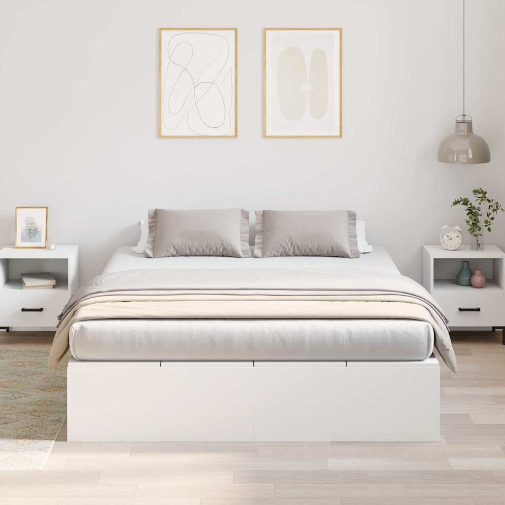vidaXL Storage Bed Frame White 140 x 200 cm Engineered Wood
