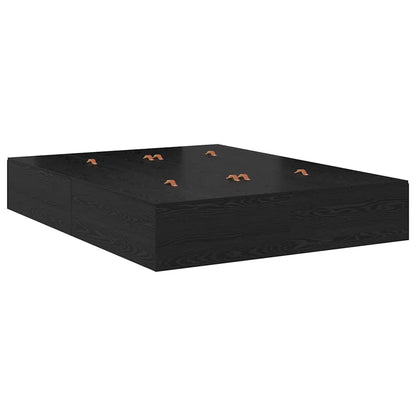 vidaXL Storage Bed Frame Black Oak 140 x 200 cm Engineered Wood