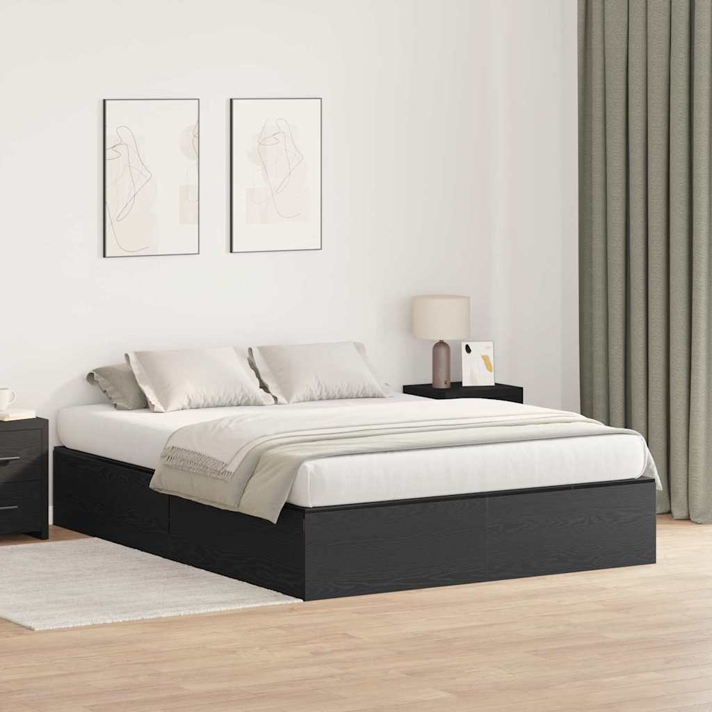 vidaXL Storage Bed Frame Black Oak 150 x 200 cm Engineered Wood