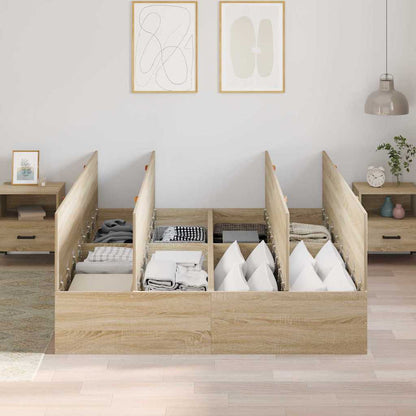 vidaXL Storage Bed Frame Sonoma Oak 150 x 200 cm Engineered Wood