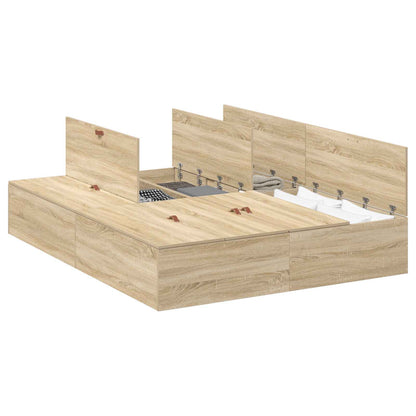 vidaXL Storage Bed Frame Sonoma Oak 150 x 200 cm Engineered Wood