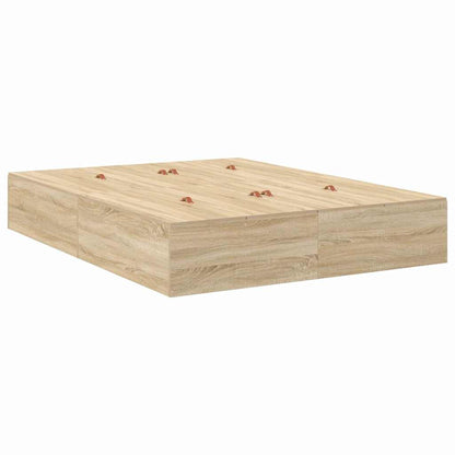 vidaXL Storage Bed Frame Sonoma Oak 150 x 200 cm Engineered Wood