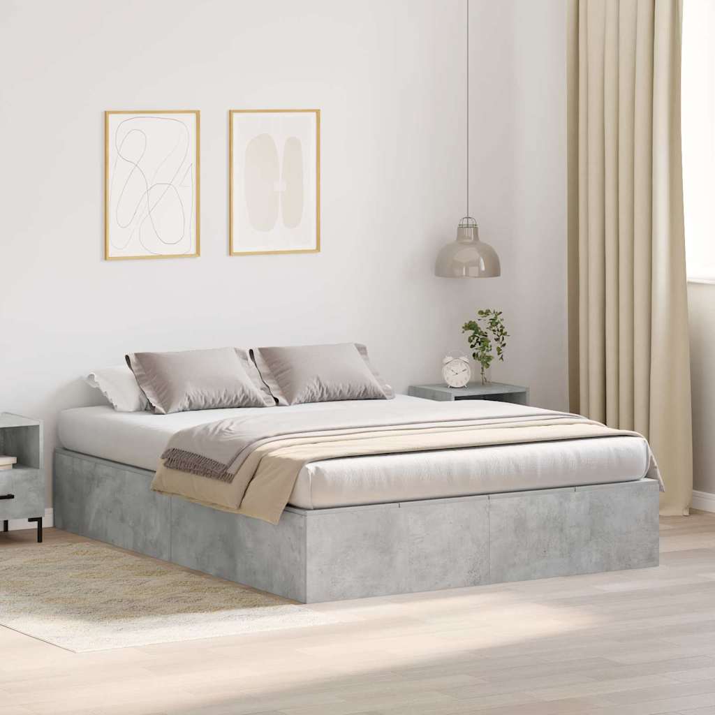 vidaXL Storage Bed Frame Concrete Grey 150 x 200 cm Engineered Wood