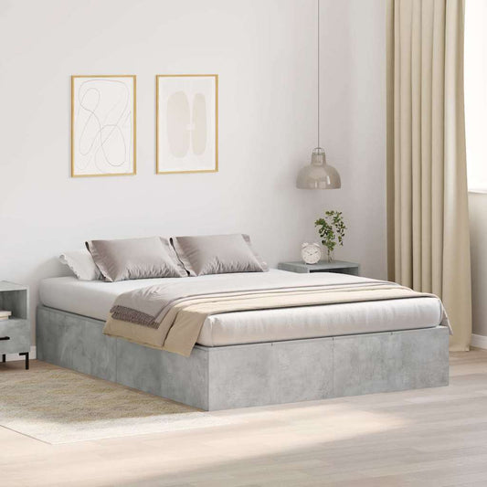 vidaXL Storage Bed Frame Concrete Grey 150 x 200 cm Engineered Wood