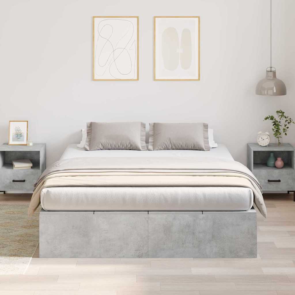 vidaXL Storage Bed Frame Concrete Grey 150 x 200 cm Engineered Wood