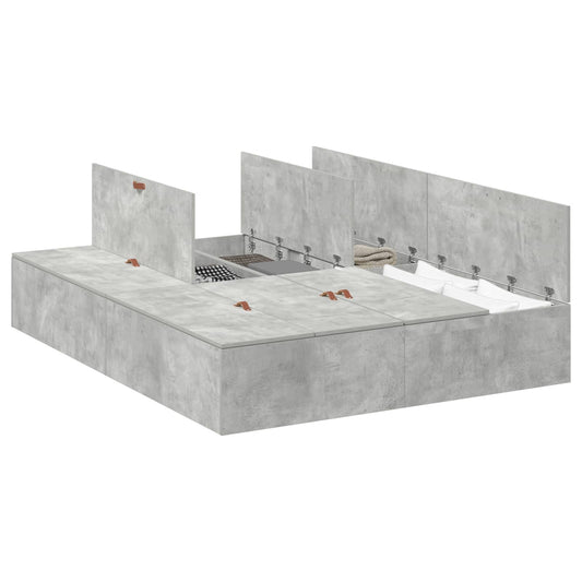 vidaXL Storage Bed Frame Concrete Grey 150 x 200 cm Engineered Wood