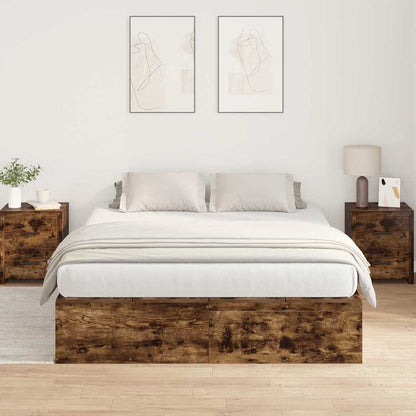 vidaXL Storage Bed Frame Smoked Oak 150 x 200 cm Engineered Wood