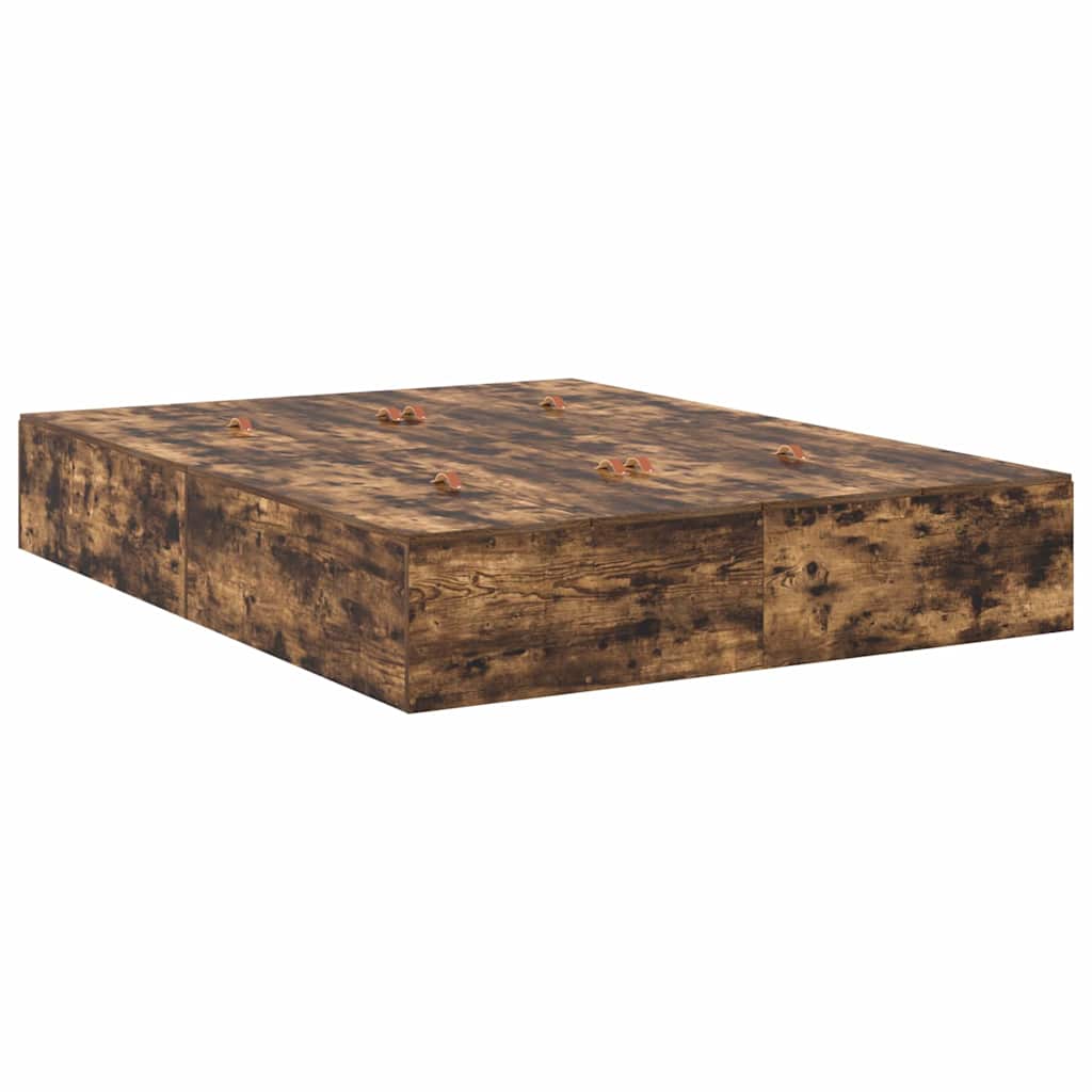 vidaXL Storage Bed Frame Smoked Oak 150 x 200 cm Engineered Wood