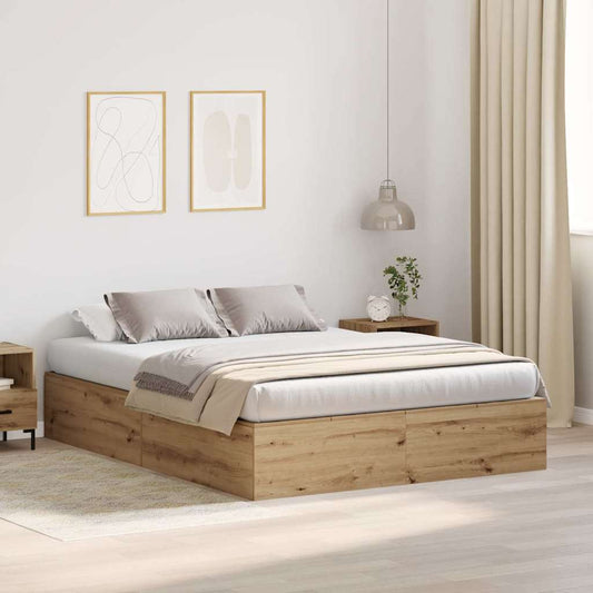 vidaXL Storage Bed Frame Artisan Oak 150 x 200 cm Engineered Wood