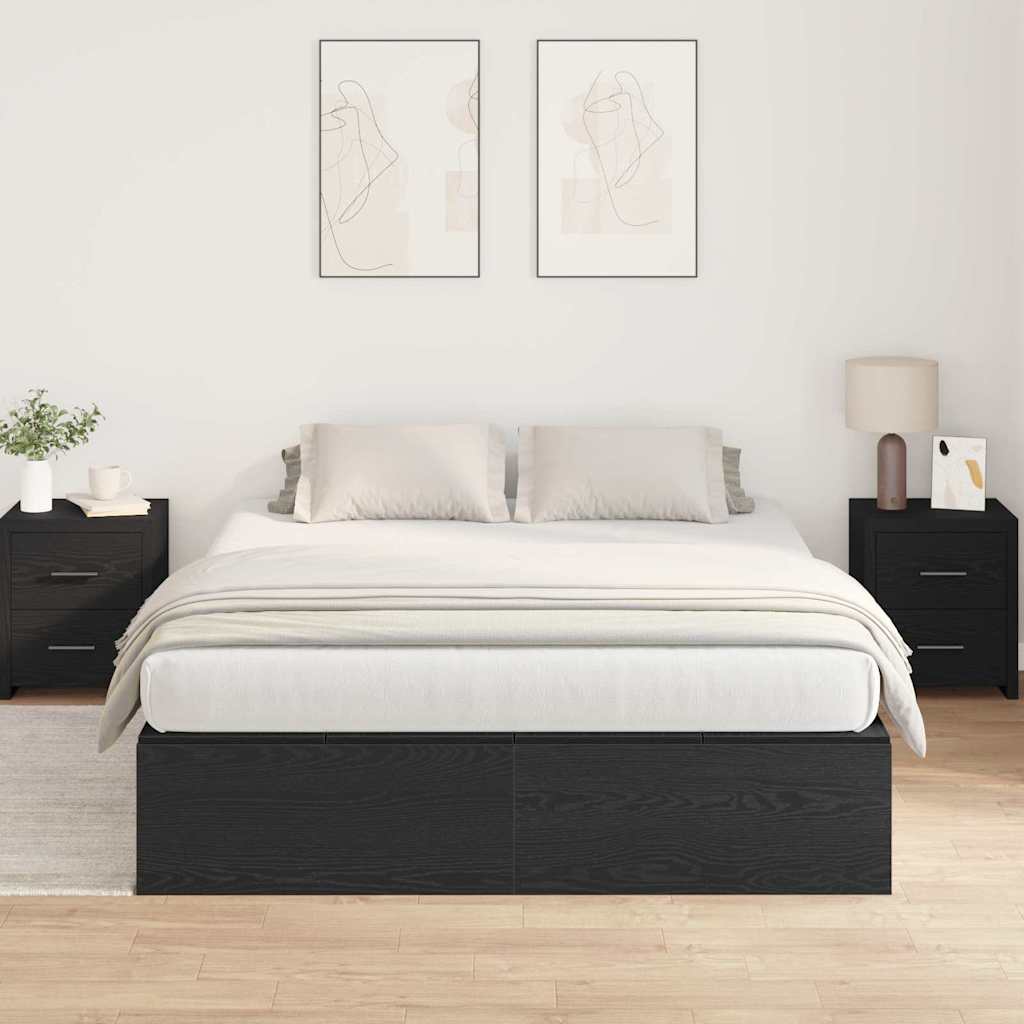 vidaXL Storage Bed Frame Black Oak 160 x 200 cm Engineered Wood