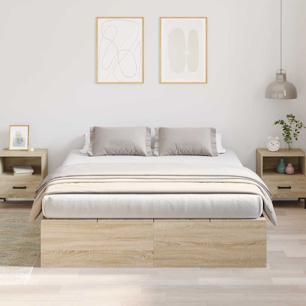 vidaXL Storage Bed Frame Sonoma Oak 160 x 200 cm Engineered Wood