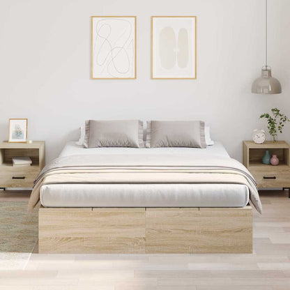 vidaXL Storage Bed Frame Sonoma Oak 160 x 200 cm Engineered Wood