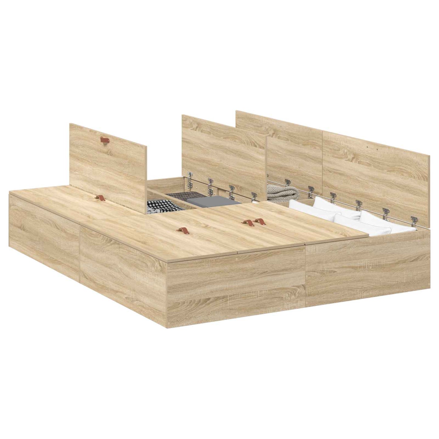 vidaXL Storage Bed Frame Sonoma Oak 160 x 200 cm Engineered Wood