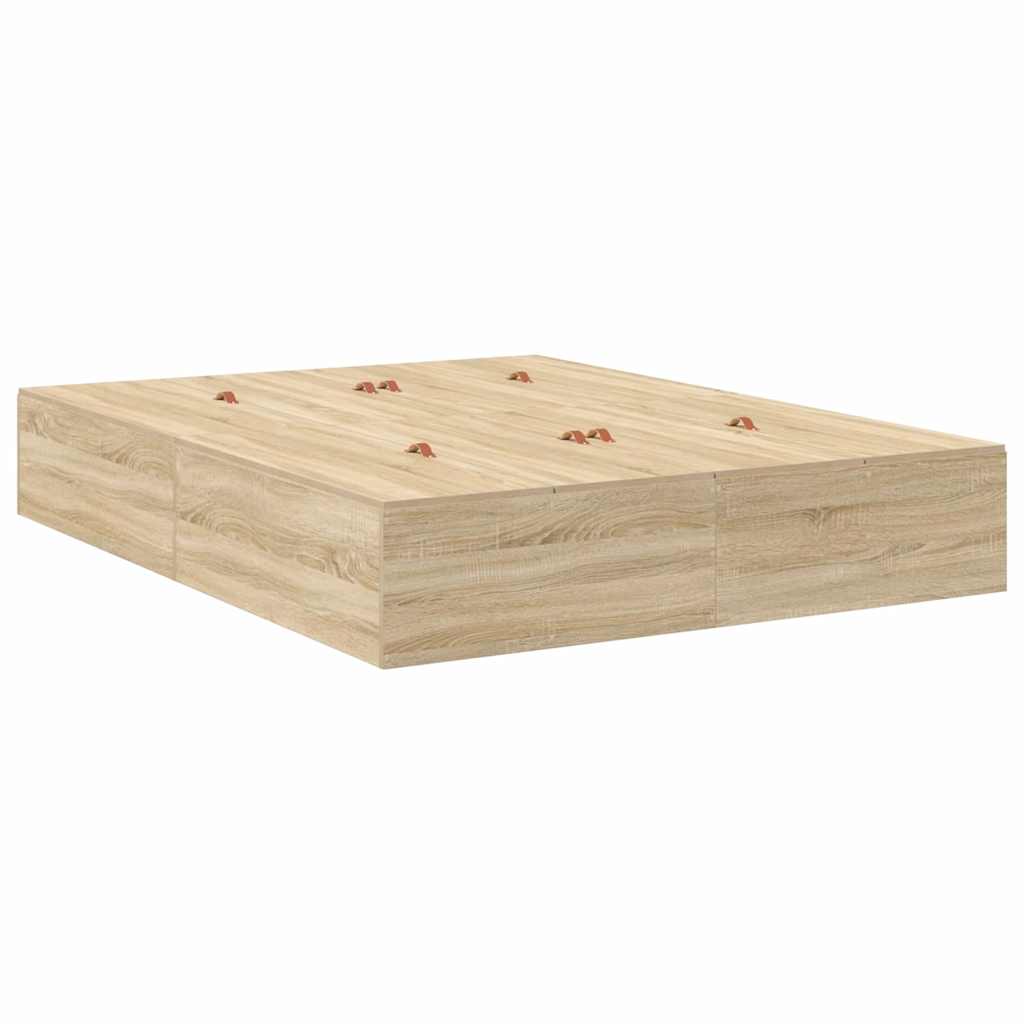 vidaXL Storage Bed Frame Sonoma Oak 160 x 200 cm Engineered Wood