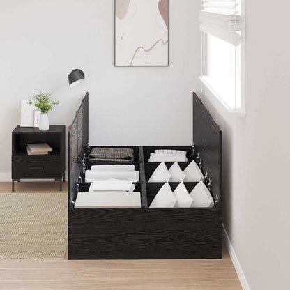 vidaXL Storage Bed Frame Black Oak 90 x 190 cm Engineered Wood