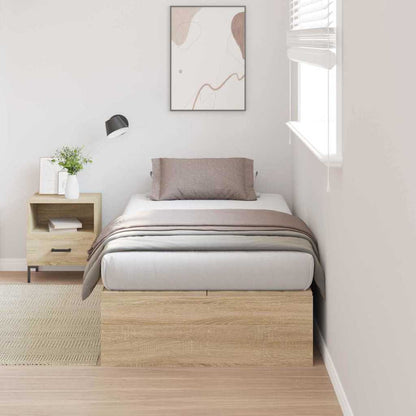 vidaXL Storage Bed Frame Sonoma Oak 90 x 190 cm Engineered Wood