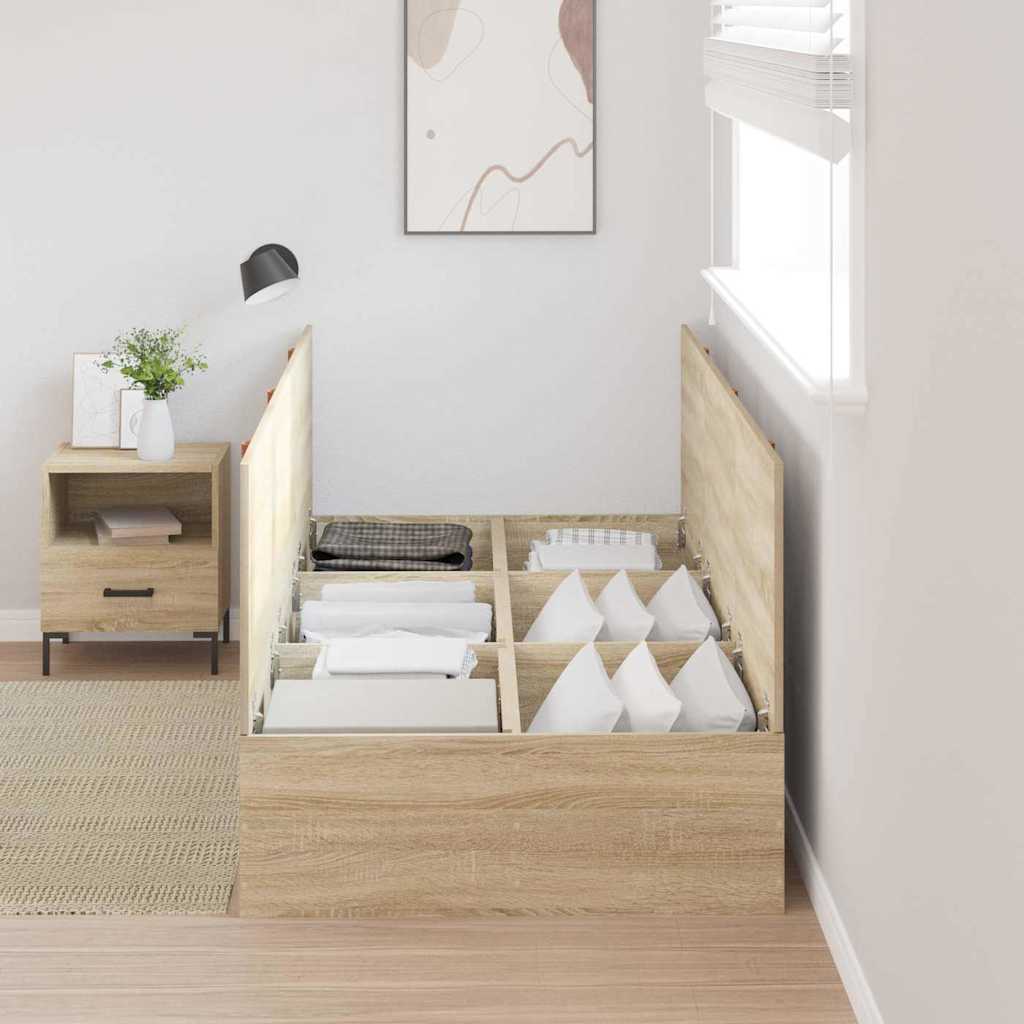 vidaXL Storage Bed Frame Sonoma Oak 90 x 190 cm Engineered Wood