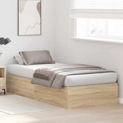 vidaXL Storage Bed Frame Sonoma Oak 90 x 190 cm Engineered Wood
