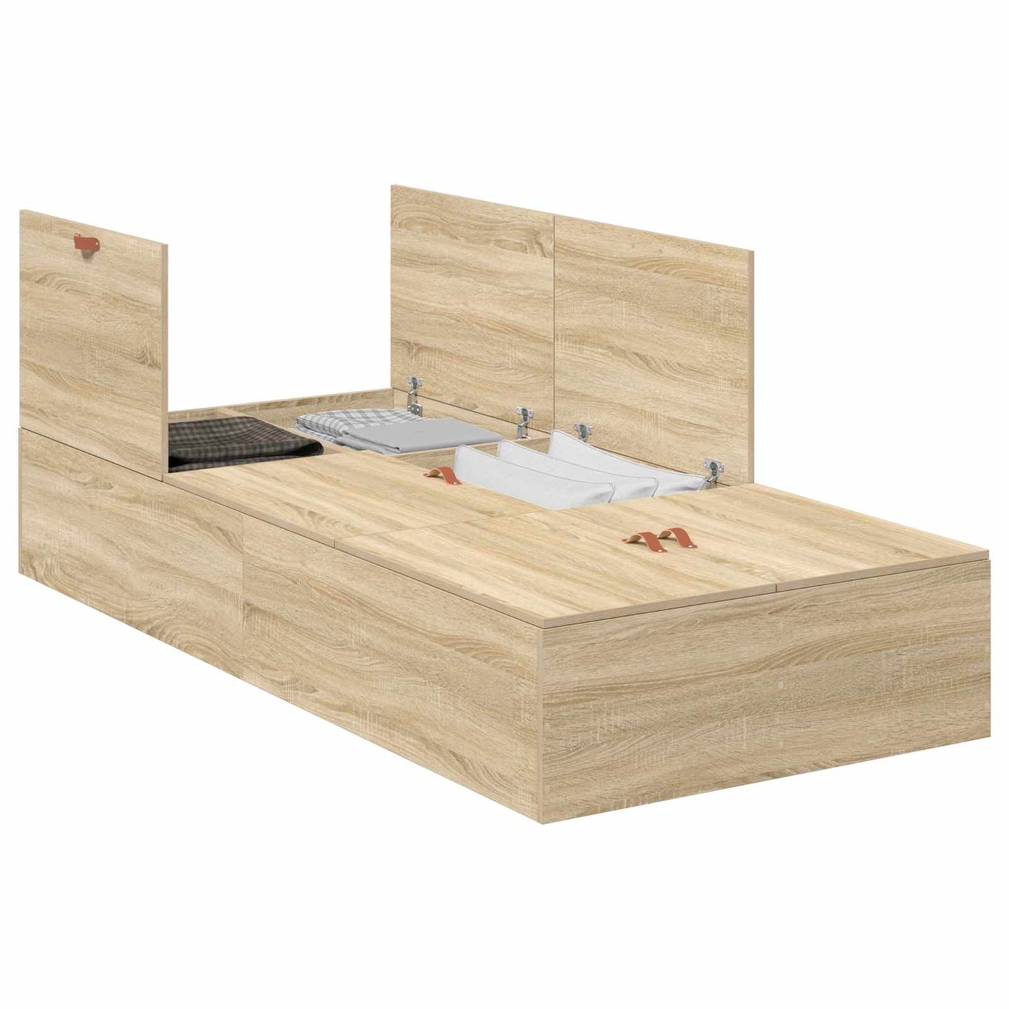 vidaXL Storage Bed Frame Sonoma Oak 90 x 190 cm Engineered Wood
