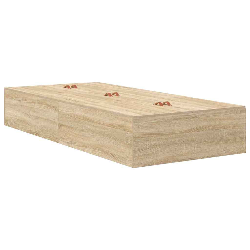 vidaXL Storage Bed Frame Sonoma Oak 90 x 190 cm Engineered Wood