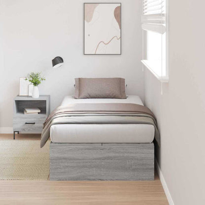 vidaXL Storage Bed Frame Grey Sonoma 90 x 190 cm Engineered Wood