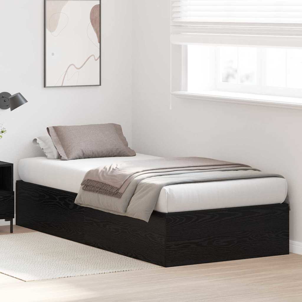 vidaXL Storage Bed Frame Black Oak 70 x 190 cm Engineered Wood