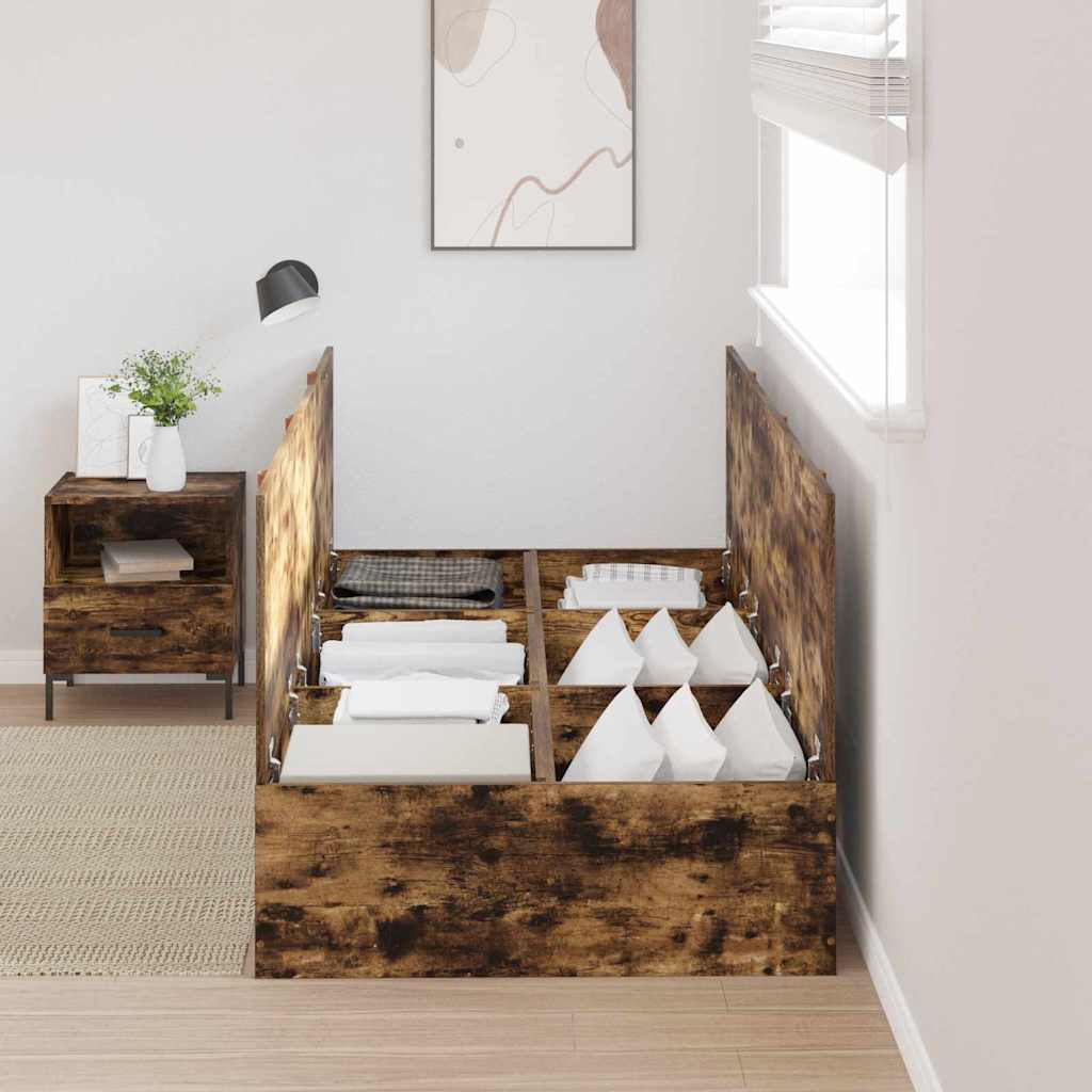vidaXL Storage Bed Frame Smoked Oak 70 x 190 cm Engineered Wood