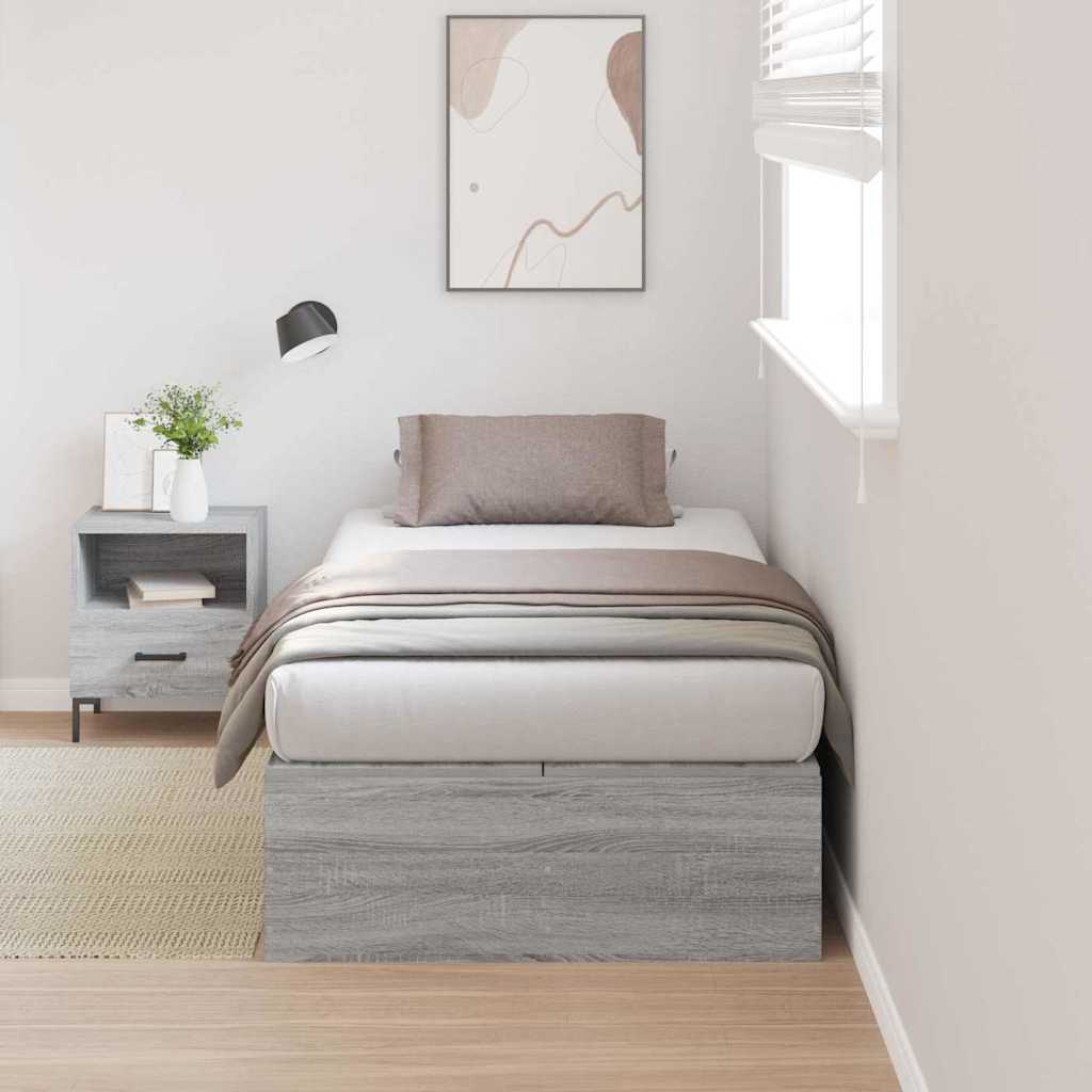 vidaXL Storage Bed Frame Grey Sonoma 70 x 190 cm Engineered Wood