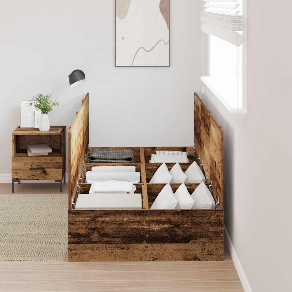 vidaXL Storage Bed Frame Old Wood 70 x 190 cm Engineered Wood