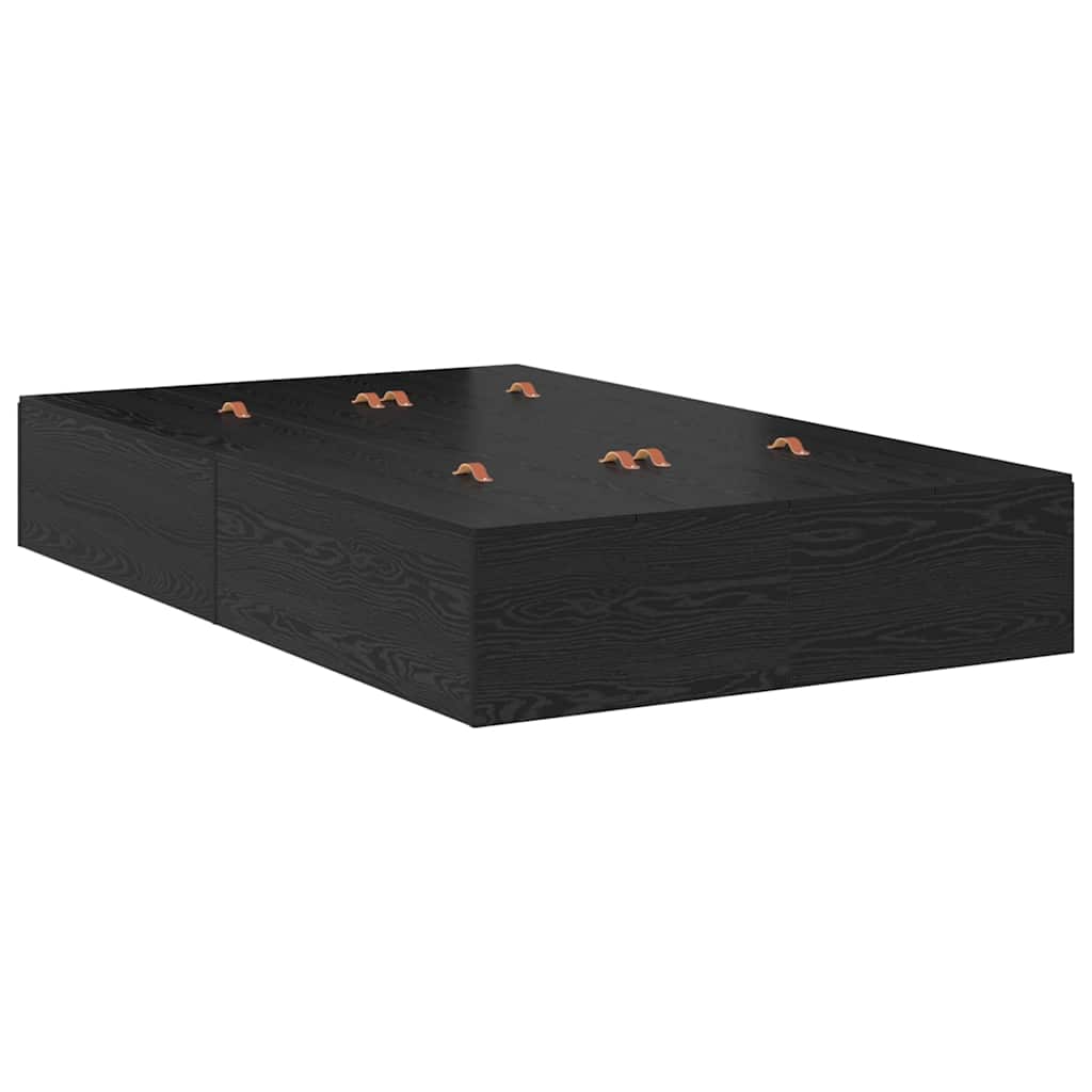 vidaXL Storage Bed Frame Black Oak 120 x 190 cm Engineered Wood
