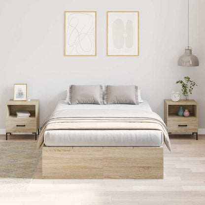 vidaXL Storage Bed Frame Sonoma Oak 120 x 190 cm Engineered Wood