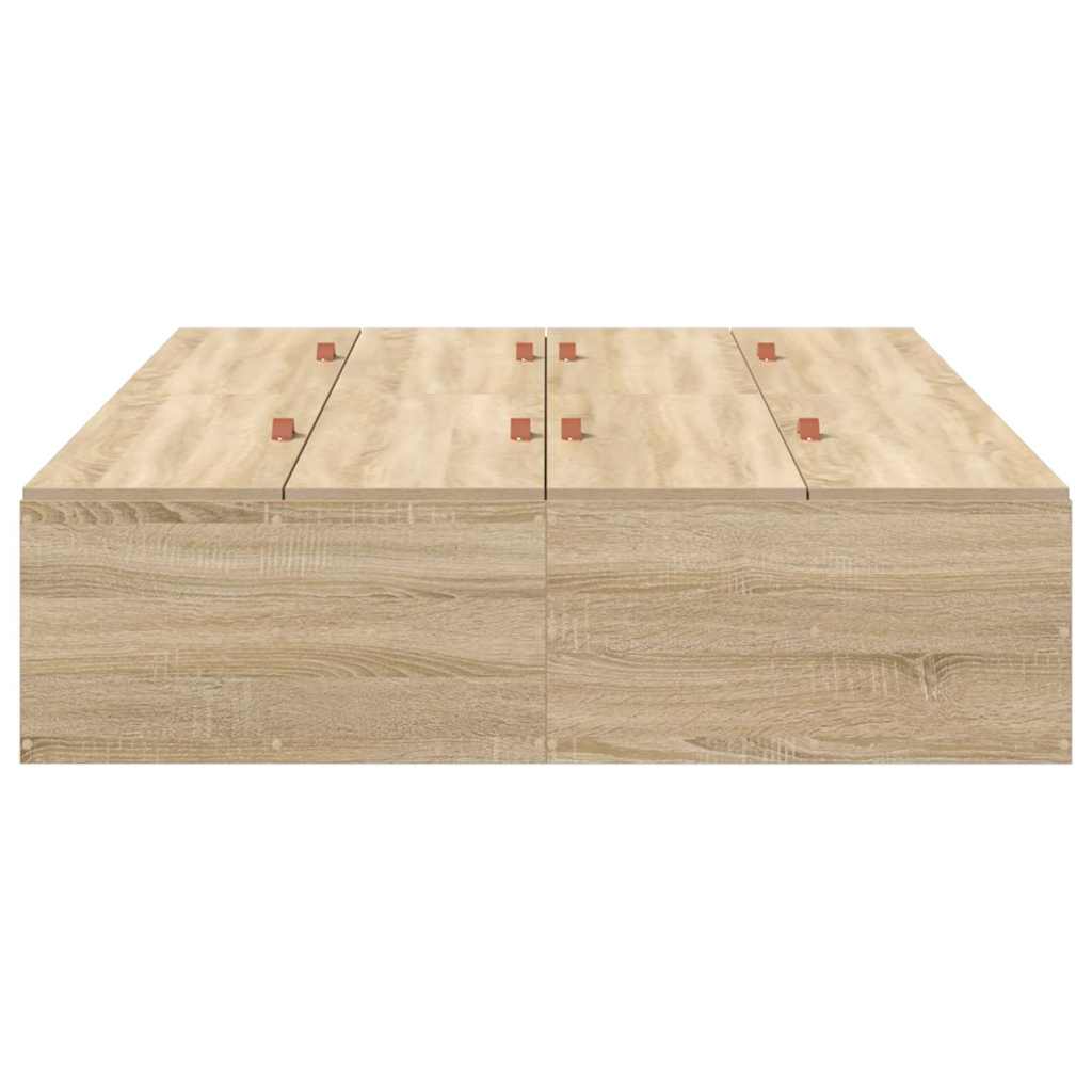vidaXL Storage Bed Frame Sonoma Oak 120 x 190 cm Engineered Wood