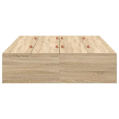 vidaXL Storage Bed Frame Sonoma Oak 120 x 190 cm Engineered Wood