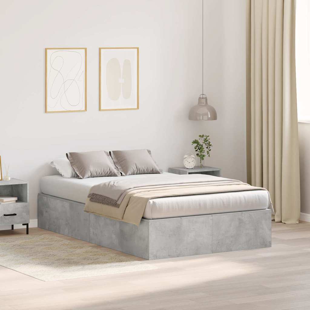 vidaXL Storage Bed Frame Concrete Grey 120 x 190 cm Engineered Wood