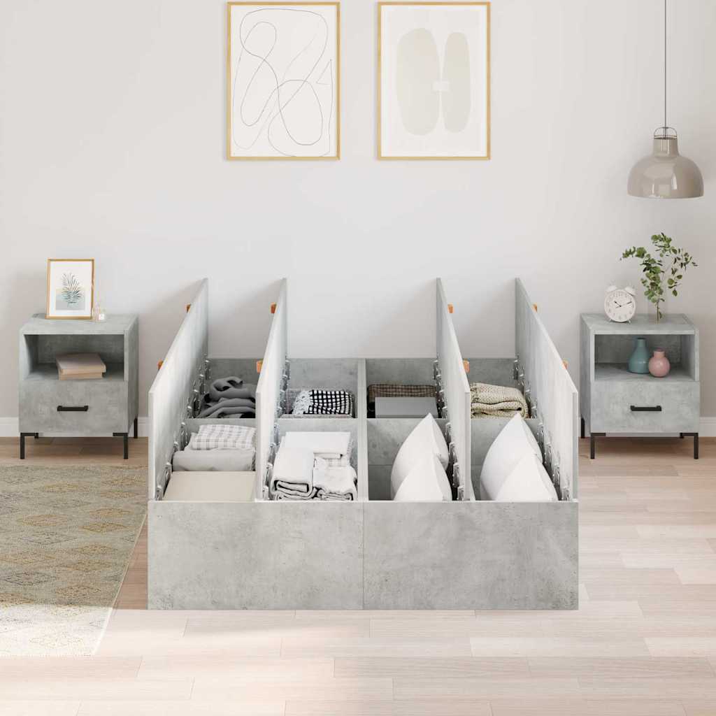 vidaXL Storage Bed Frame Concrete Grey 120 x 190 cm Engineered Wood