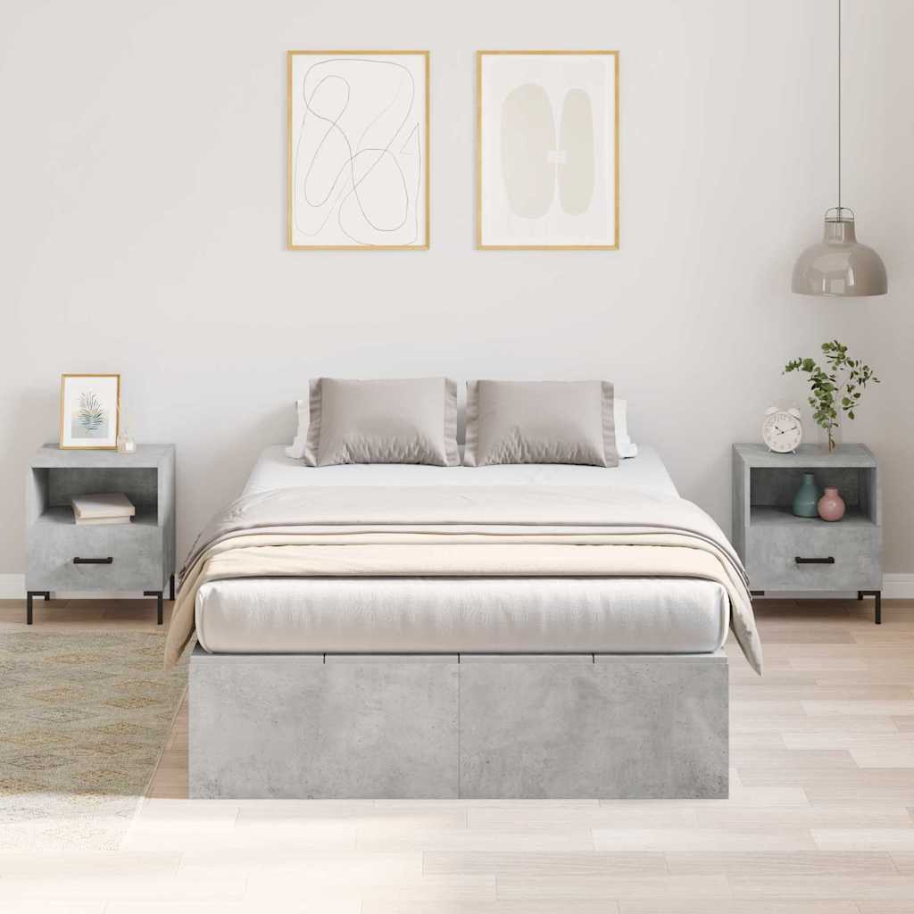 vidaXL Storage Bed Frame Concrete Grey 120 x 190 cm Engineered Wood