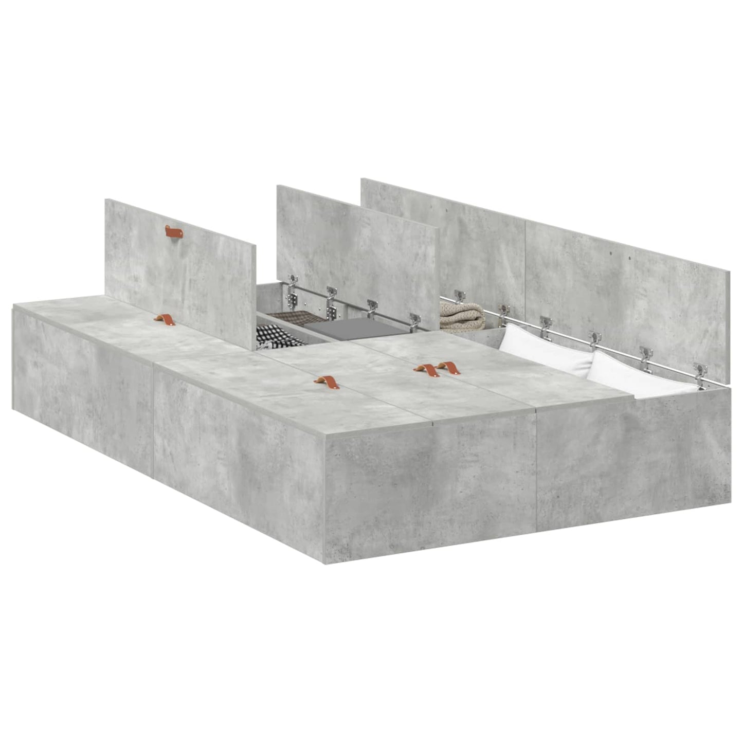 vidaXL Storage Bed Frame Concrete Grey 120 x 190 cm Engineered Wood