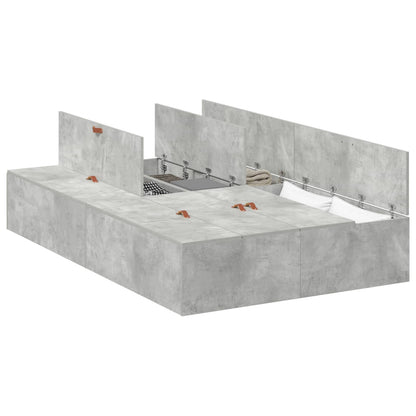 vidaXL Storage Bed Frame Concrete Grey 120 x 190 cm Engineered Wood
