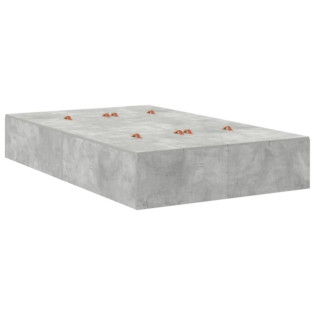 vidaXL Storage Bed Frame Concrete Grey 120 x 190 cm Engineered Wood