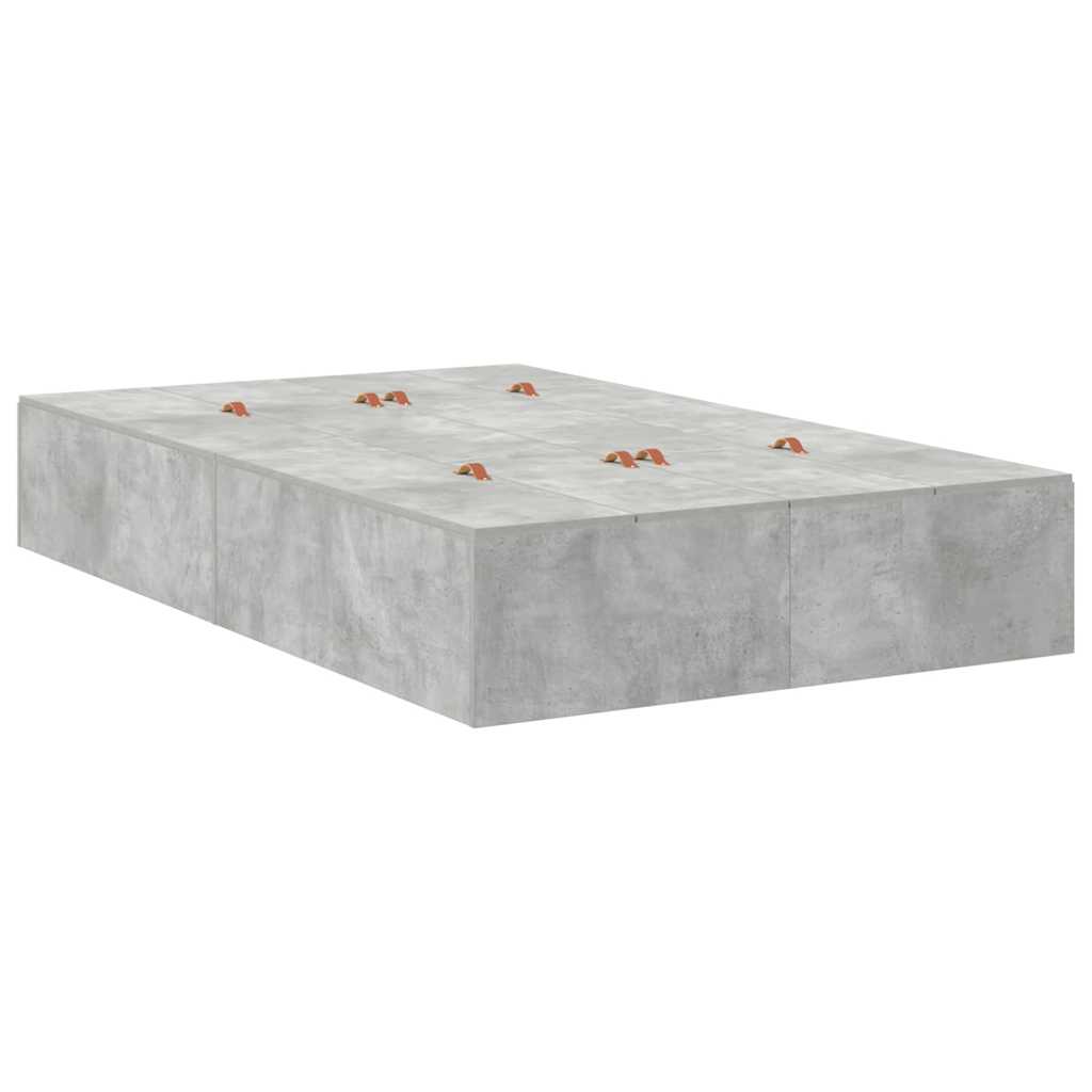 vidaXL Storage Bed Frame Concrete Grey 120 x 190 cm Engineered Wood