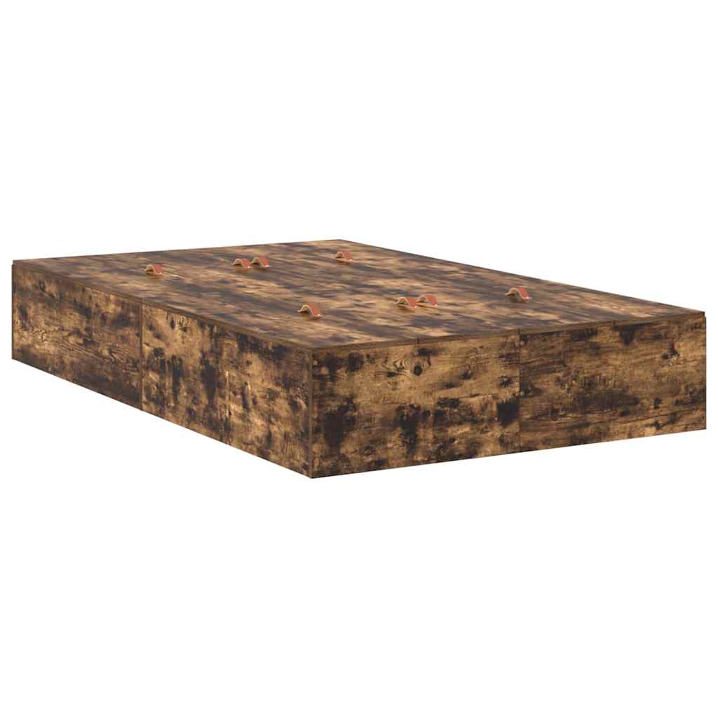 vidaXL Storage Bed Frame Smoked Oak 120 x 190 cm Engineered Wood
