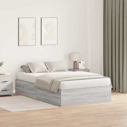 vidaXL Storage Bed Frame Grey Sonoma 120 x 190 cm Engineered Wood